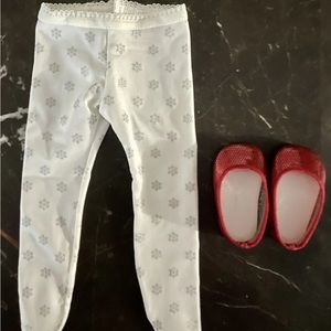 American Girl Doll HOLIDAY SHOE SET with SNOWFLAKE WHITE TIGHTS & Red Shoes